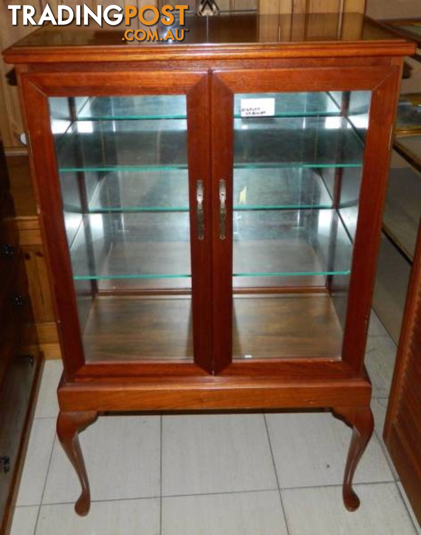 Antique 2 Door Mirror Backed Display Cabinet, Cabriole Legged !!!