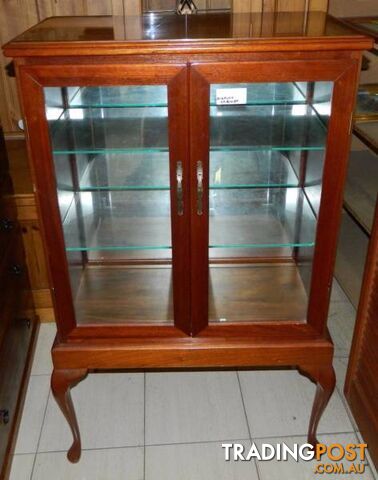 Antique 2 Door Mirror Backed Display Cabinet, Cabriole Legged !!!