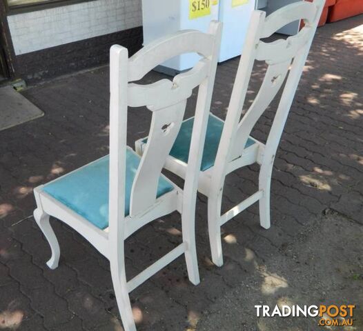 Pair Of Retro Ornate Wooden White Chairs !!!