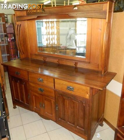 Antique Grand Solid Oak Side Dresser