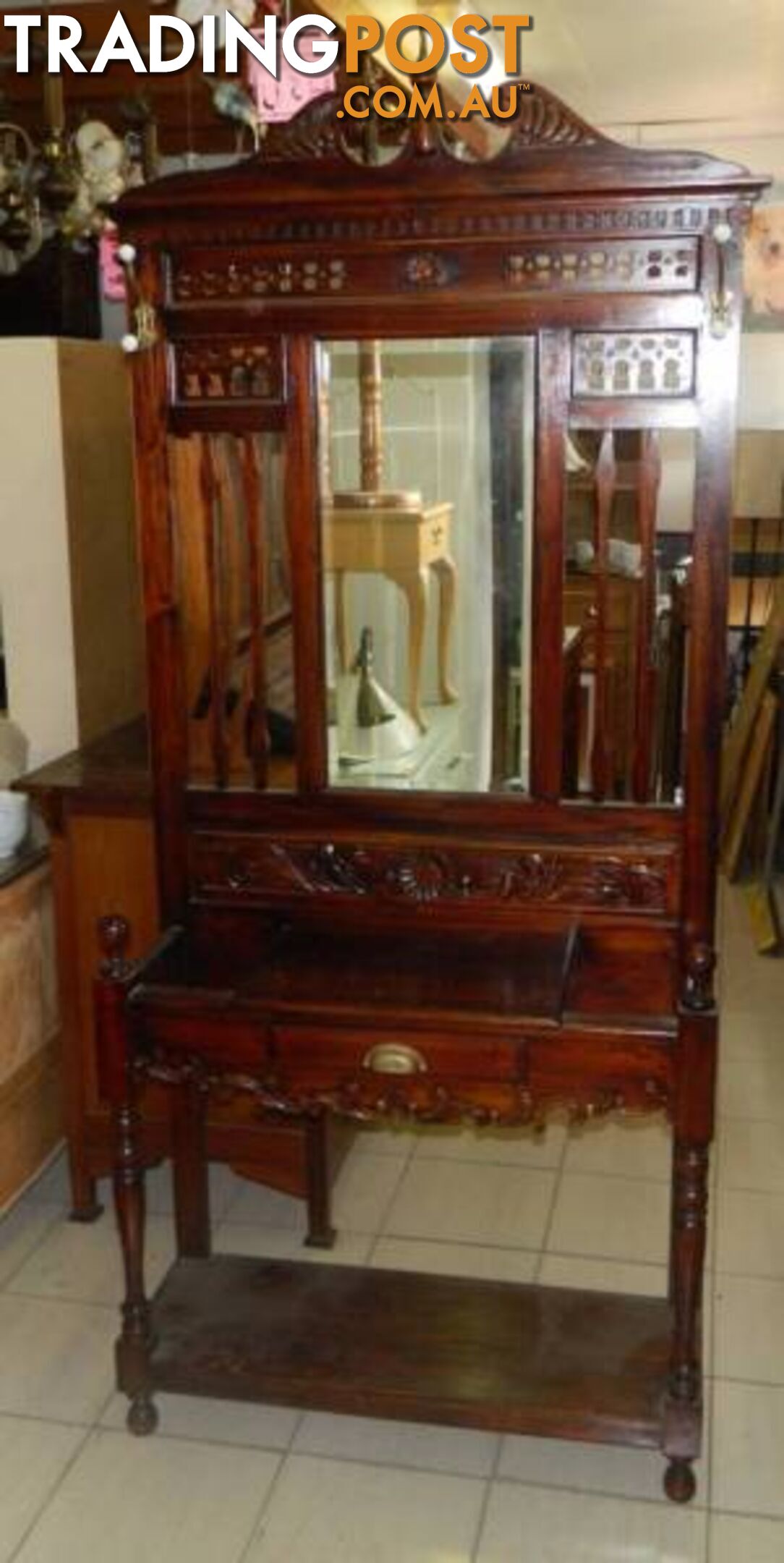 Lovely Retro Wooden Hallway Mirror Stand