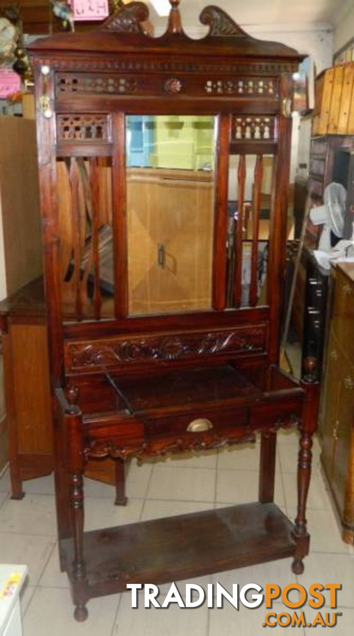 Lovely Retro Wooden Hallway Mirror Stand