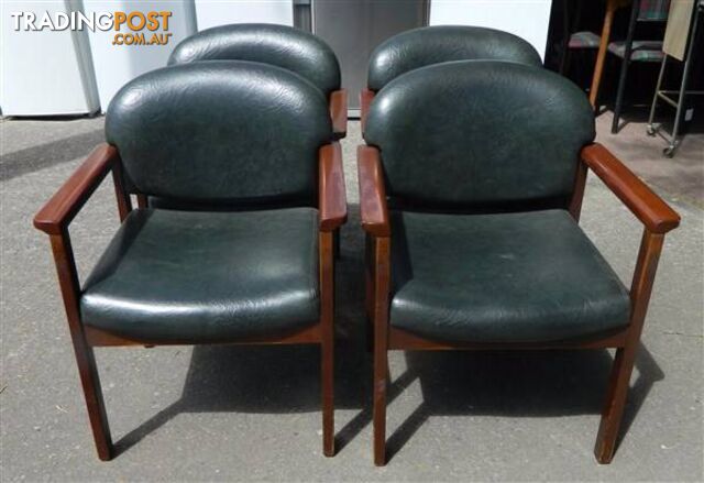 Comfy Set of 4 Green Cushioned Wooden Dining Chairs !!!