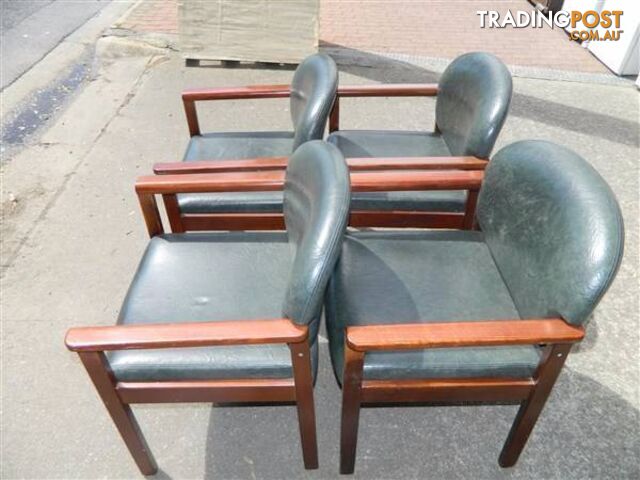 Comfy Set of 4 Green Cushioned Wooden Dining Chairs !!!