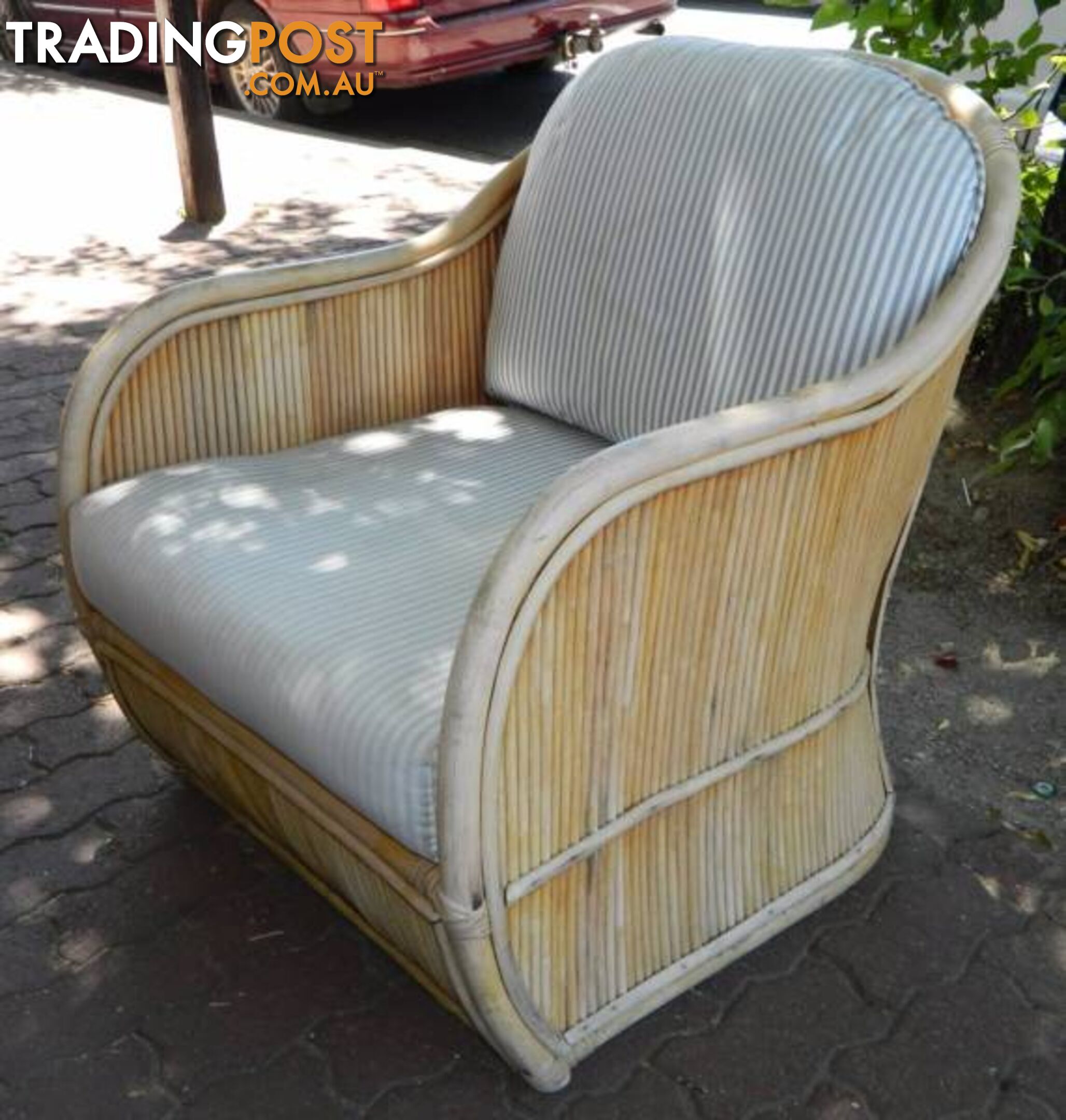 Stylish Retro Cane / Wicker Arm Chair