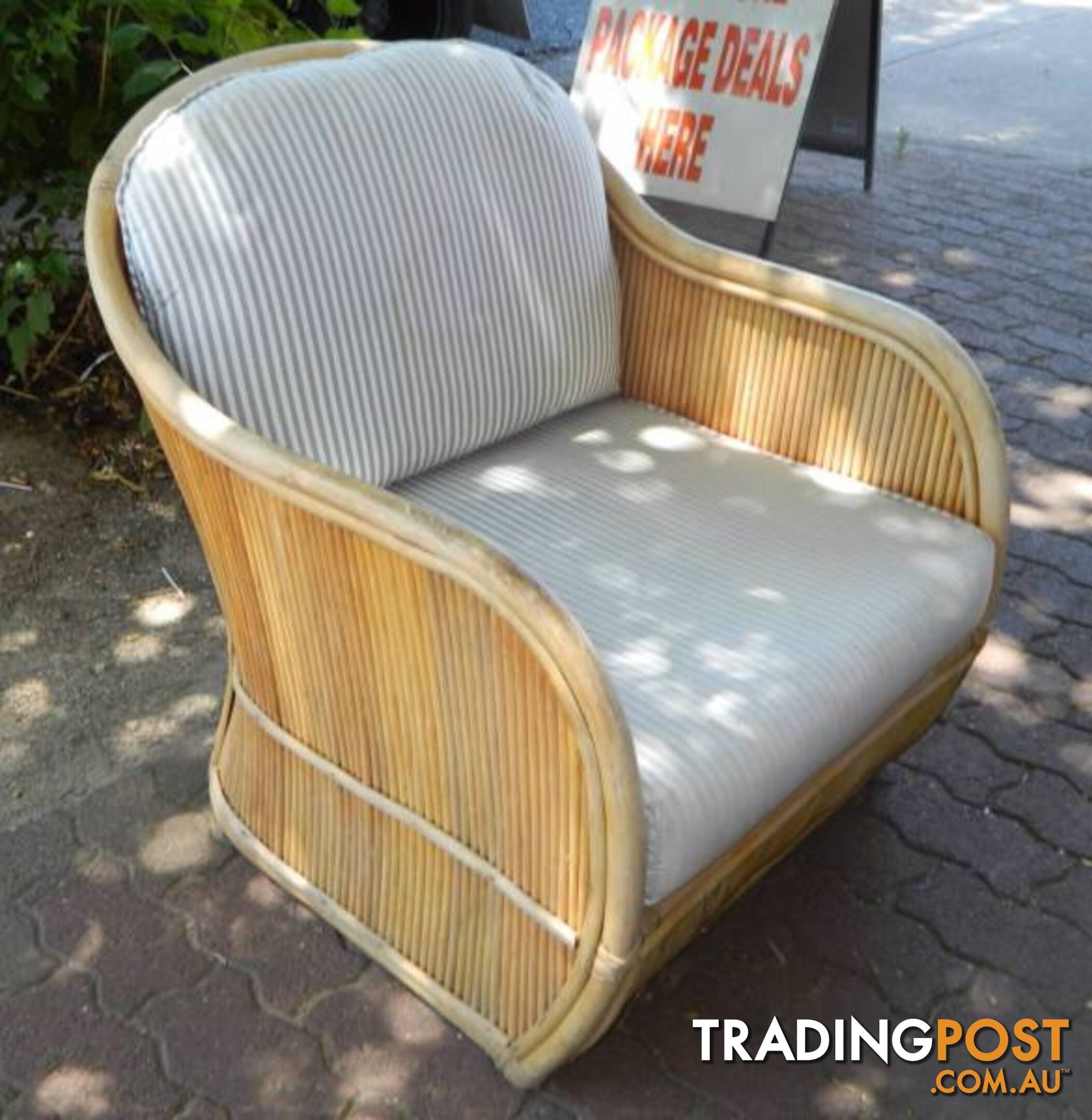 Stylish Retro Cane / Wicker Arm Chair