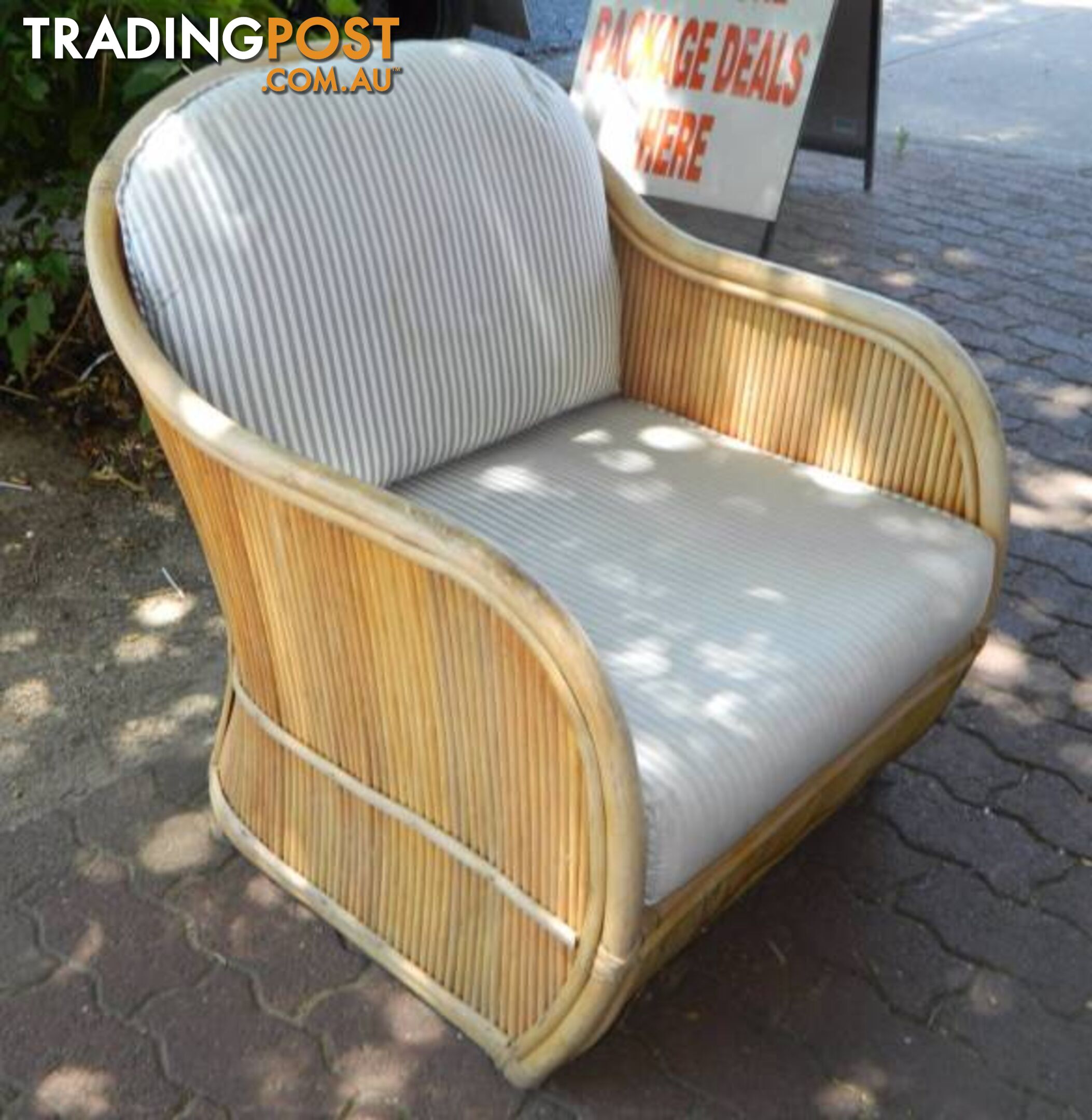 Stylish Retro Cane / Wicker Arm Chair