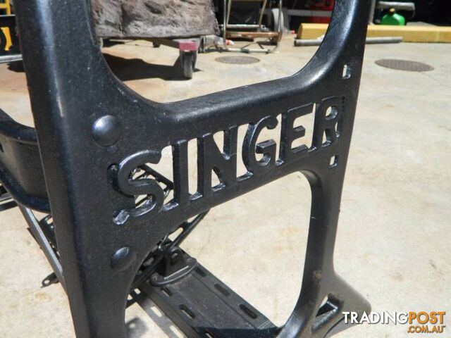 Solid Metal Singer Sewing Table With Heavy Stone Top