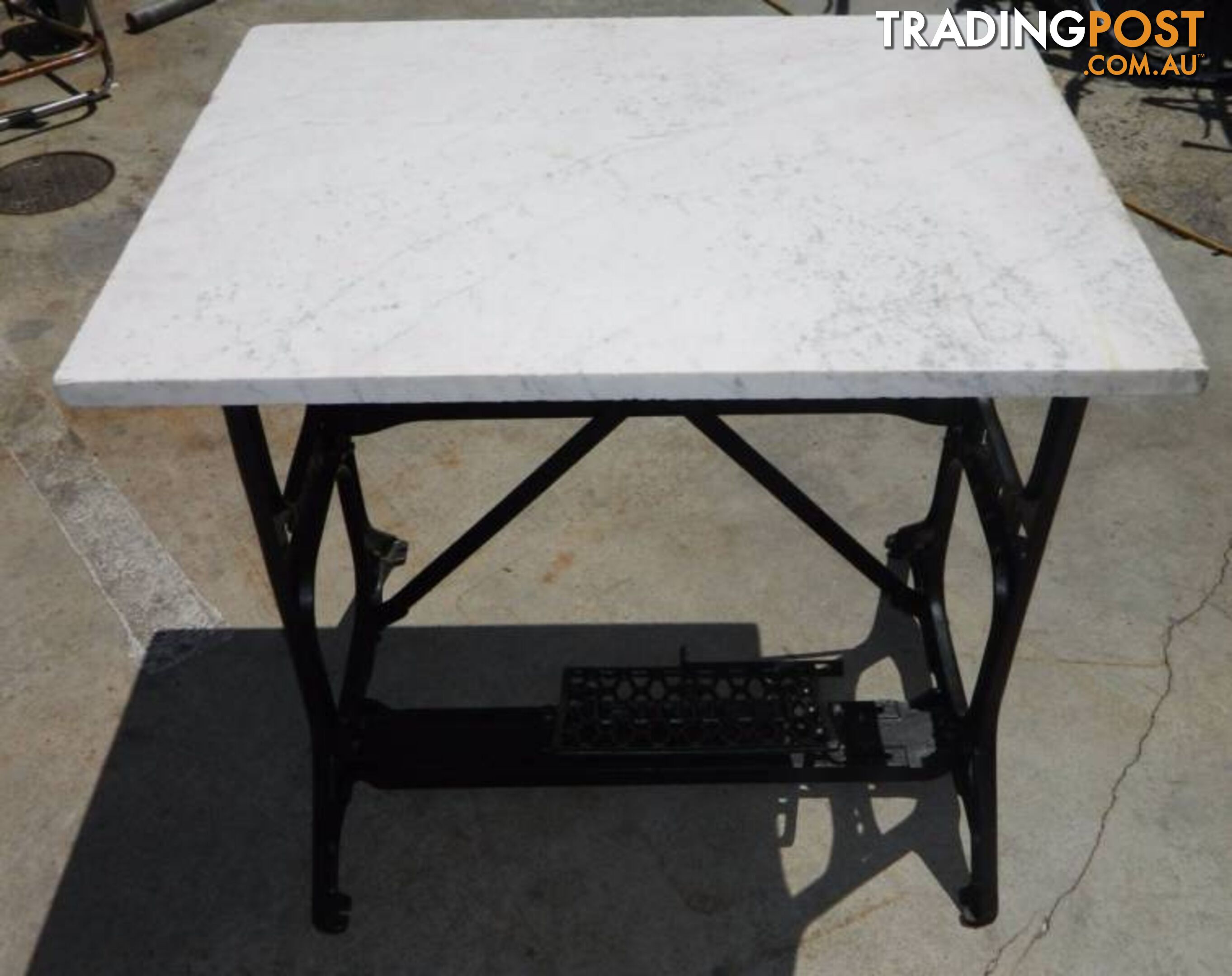 Solid Metal Singer Sewing Table With Heavy Stone Top