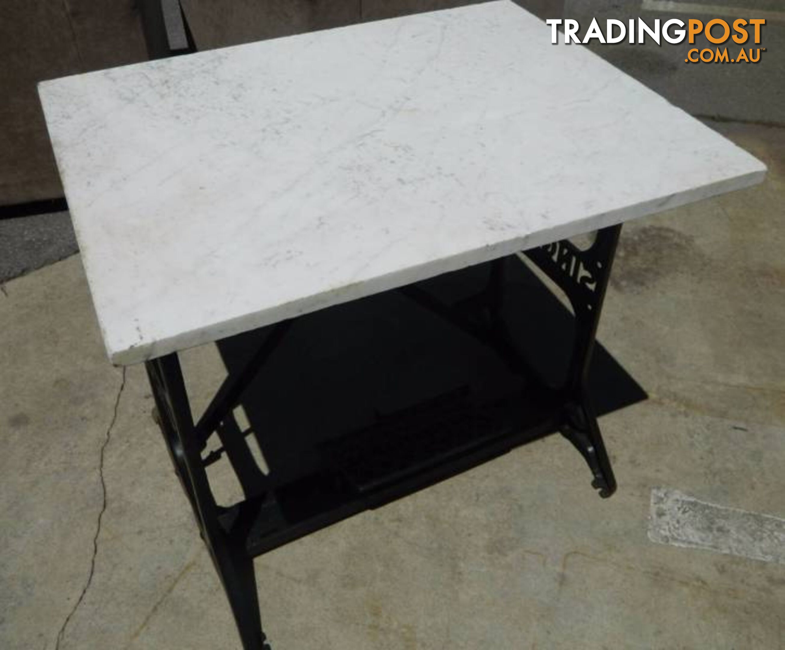 Solid Metal Singer Sewing Table With Heavy Stone Top