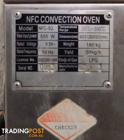 NFC CONVECTION OVEN NFC-5Q INDUSTRIAL KITCHEN 3 PHASE POWER LPG