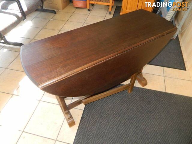 Antique Australian Oak Drop Side Round Top Table