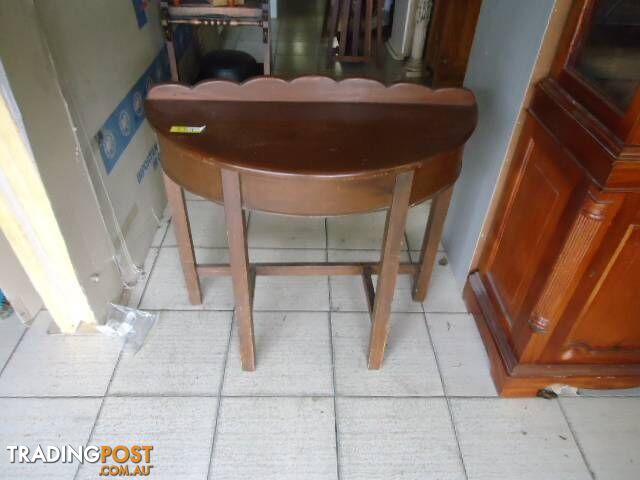 ANTIQUE HALF ROUND WOODEN HALLWAY TABLE