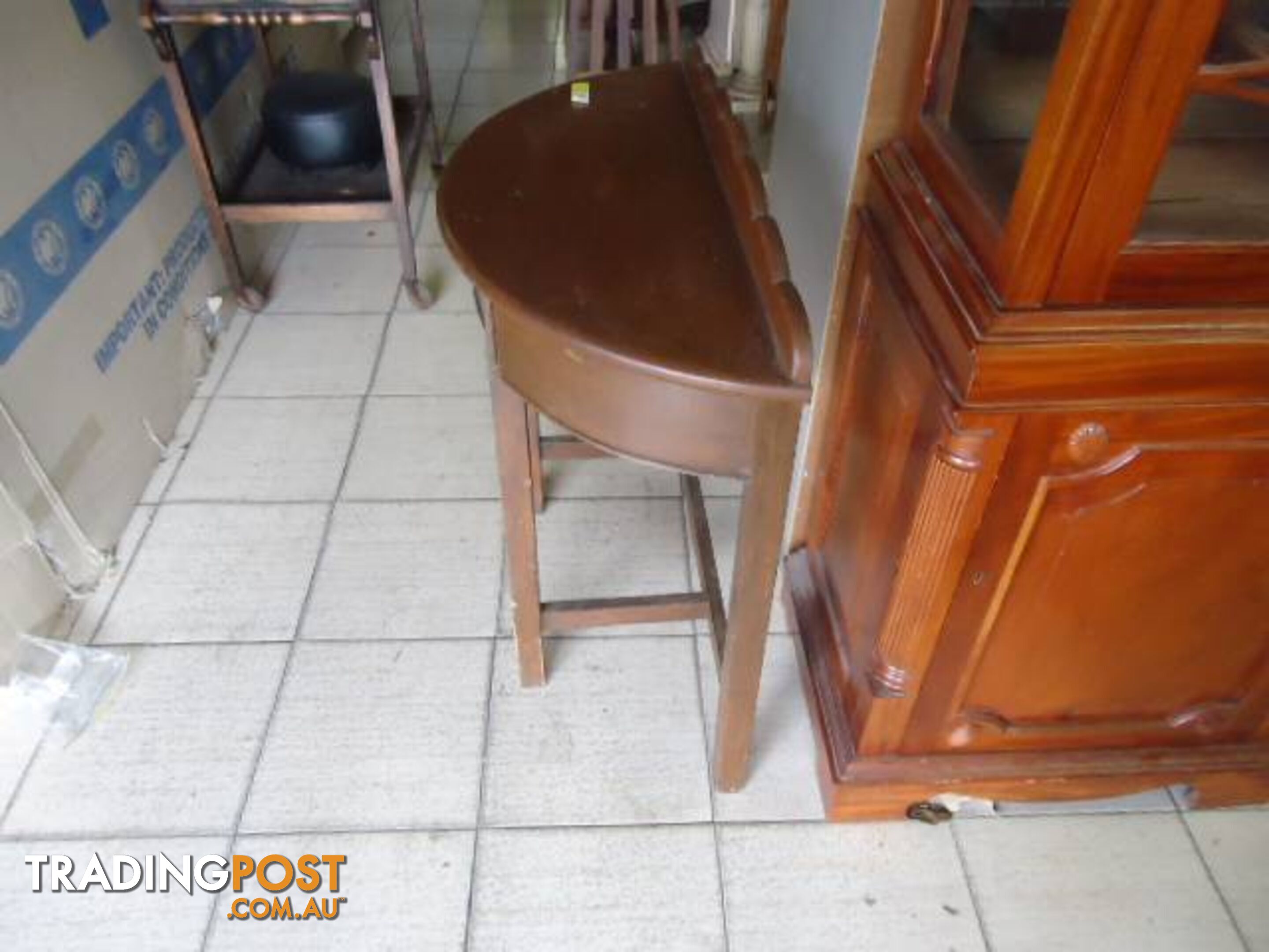 ANTIQUE HALF ROUND WOODEN HALLWAY TABLE