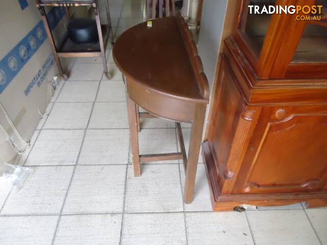 ANTIQUE HALF ROUND WOODEN HALLWAY TABLE