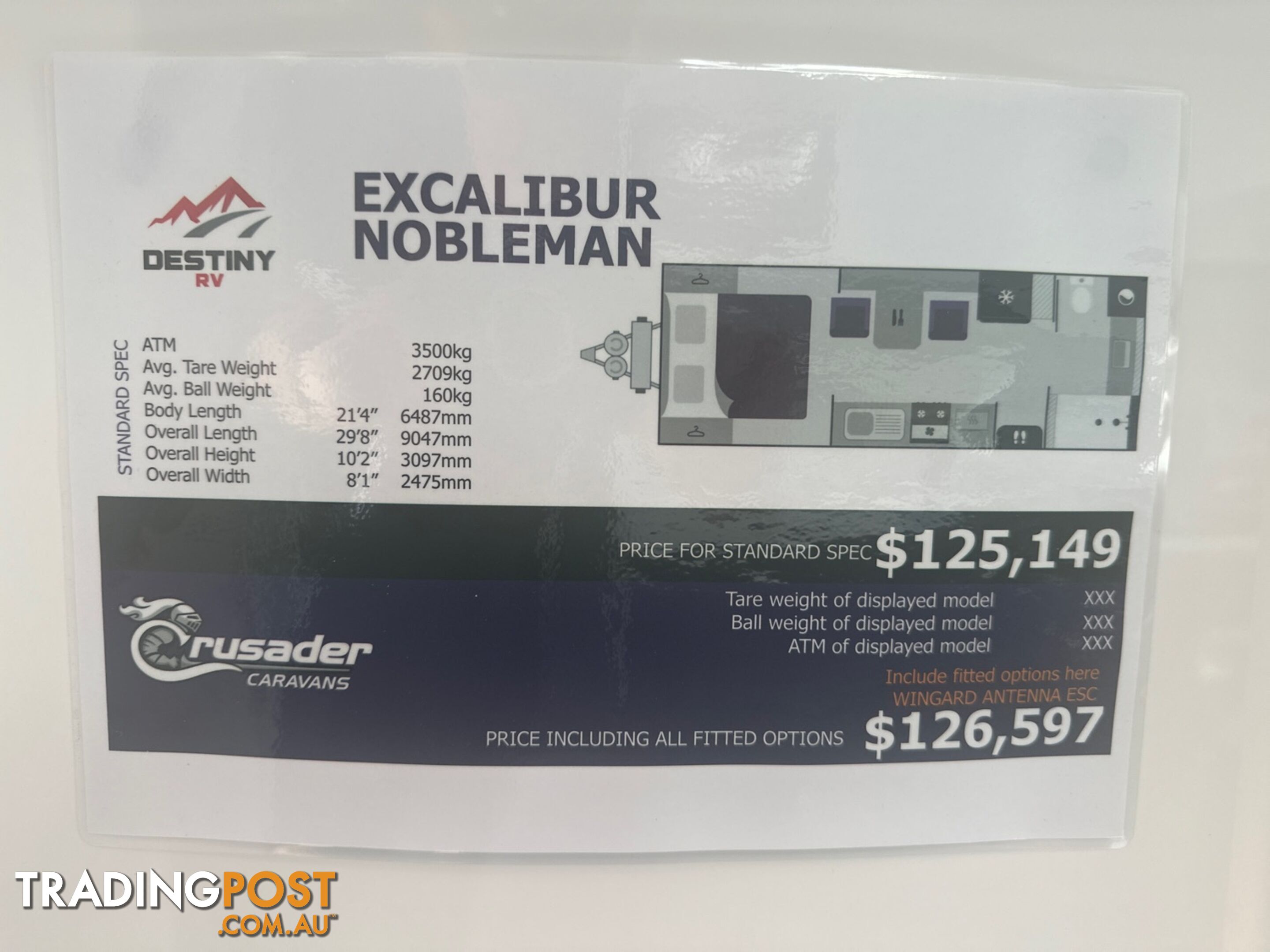 2024 CRUSADER CARAVANS EXCALIBUR CARAVAN NOBLEMAN RECLINERS M