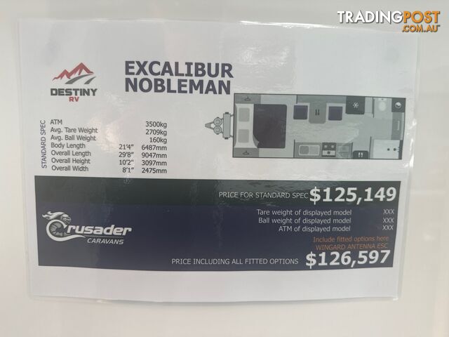 2024 CRUSADER CARAVANS EXCALIBUR CARAVAN NOBLEMAN RECLINERS M