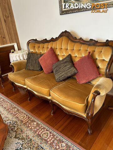 Mahogany and gold velvet furniture