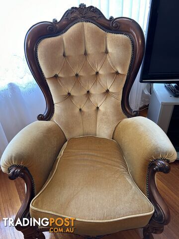 Mahogany and gold velvet furniture