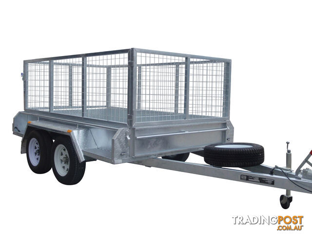 9x5 Tandem Heavy Duty Galvanised With 300mm Checker Plate Sides & 800mm Removable Mesh Cage Including Front & Rear Gates