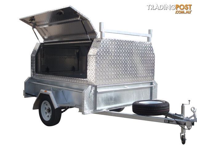 8x5 Single Axle With 410mm Deep Checker Plate Sides & Standard Aluminium Tradesman Canopy