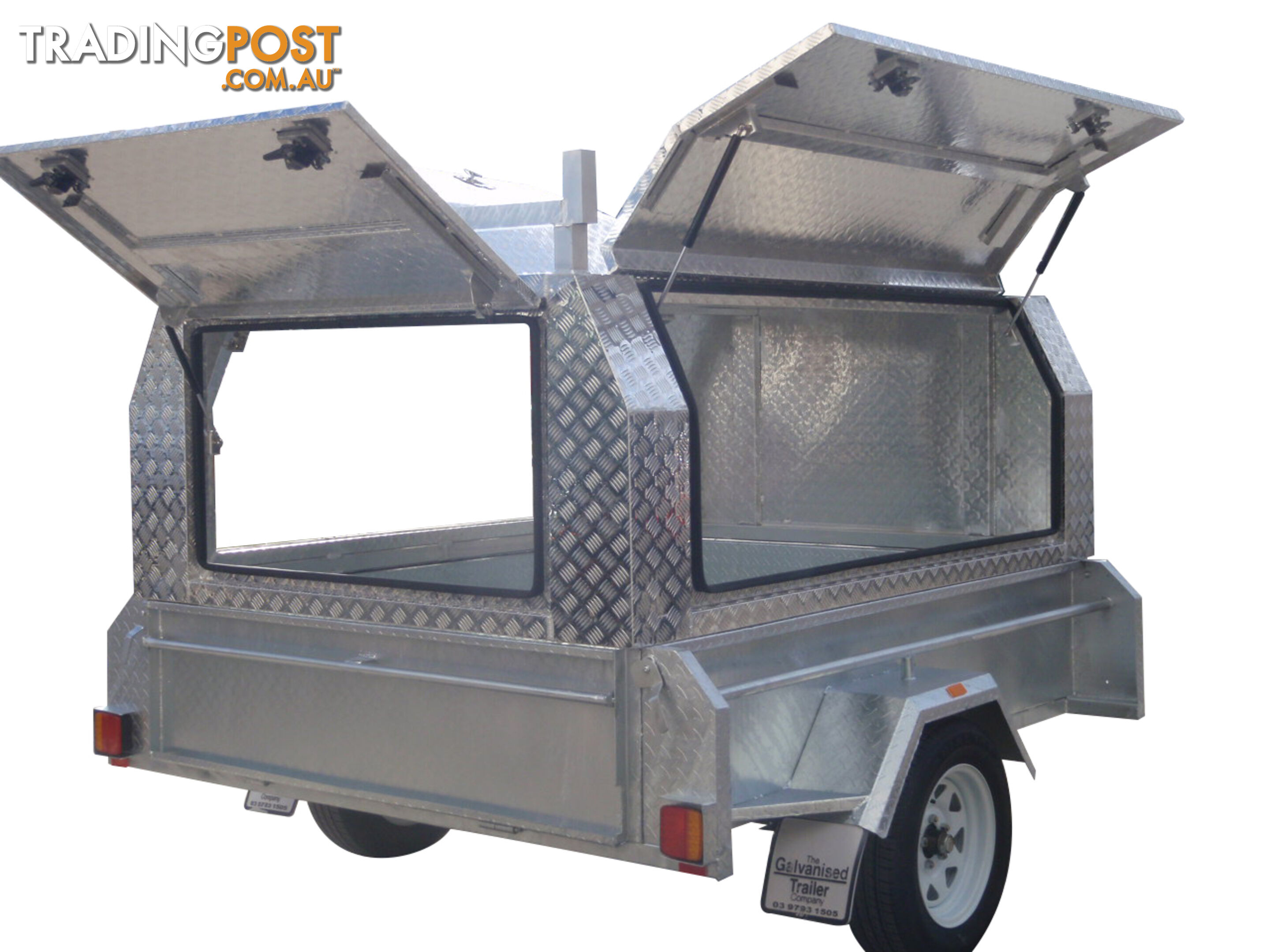 8x5 Single Axle With 410mm Deep Checker Plate Sides & Standard Aluminium Tradesman Canopy