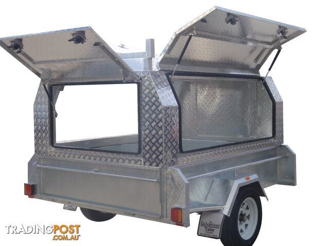 8x5 Single Axle With 410mm Deep Checker Plate Sides & Standard Aluminium Tradesman Canopy