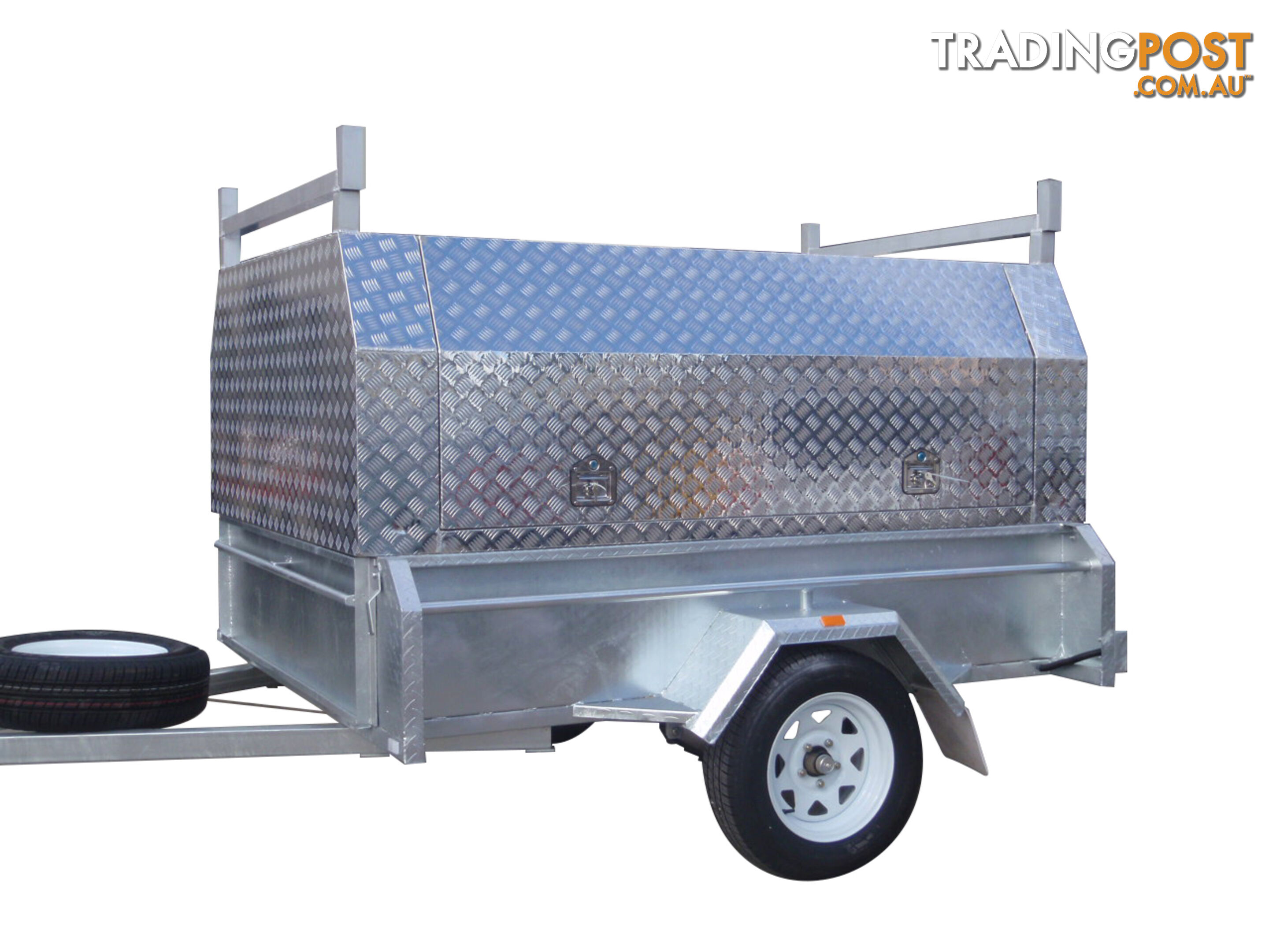 8x5 Single Axle With 410mm Deep Checker Plate Sides & Standard Aluminium Tradesman Canopy