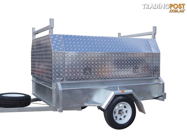 8x5 Single Axle With 410mm Deep Checker Plate Sides & Standard Aluminium Tradesman Canopy