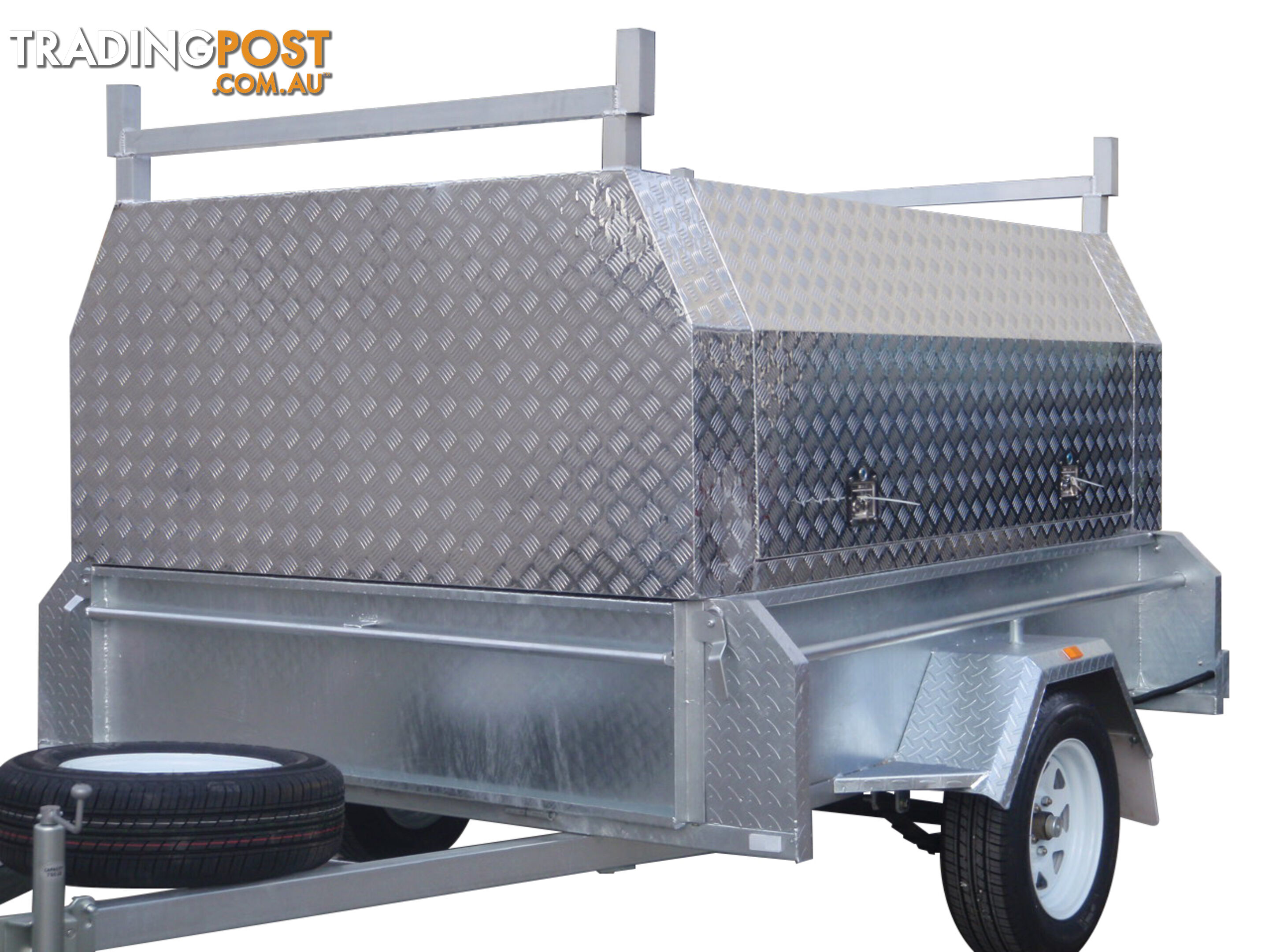 8x5 Single Axle With 410mm Deep Checker Plate Sides & Standard Aluminium Tradesman Canopy