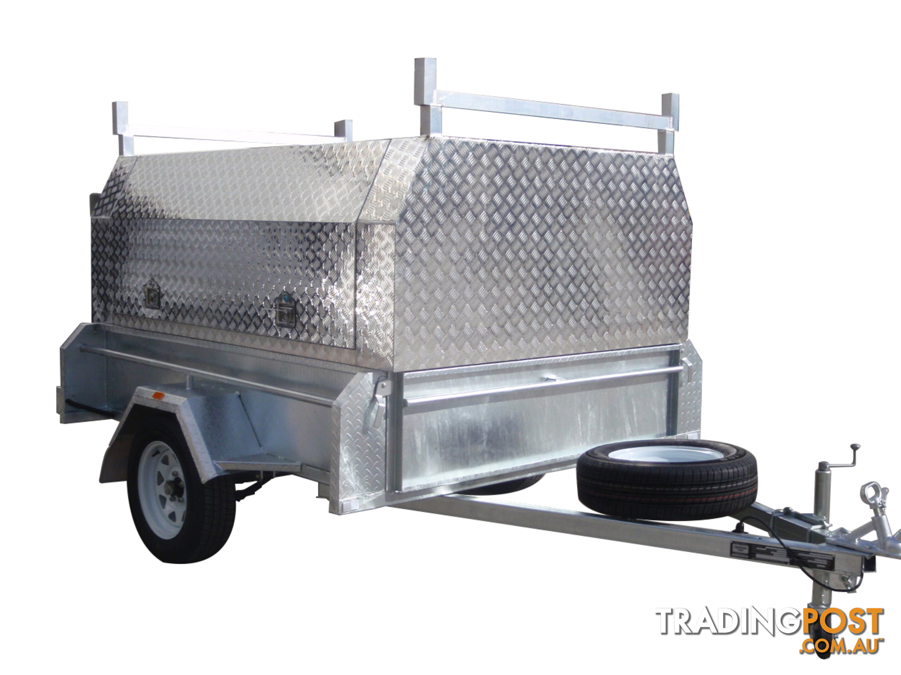 8x5 Single Axle With 410mm Deep Checker Plate Sides & Standard Aluminium Tradesman Canopy