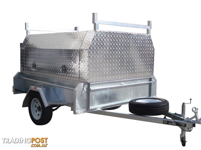 8x5 Single Axle With 410mm Deep Checker Plate Sides & Standard Aluminium Tradesman Canopy