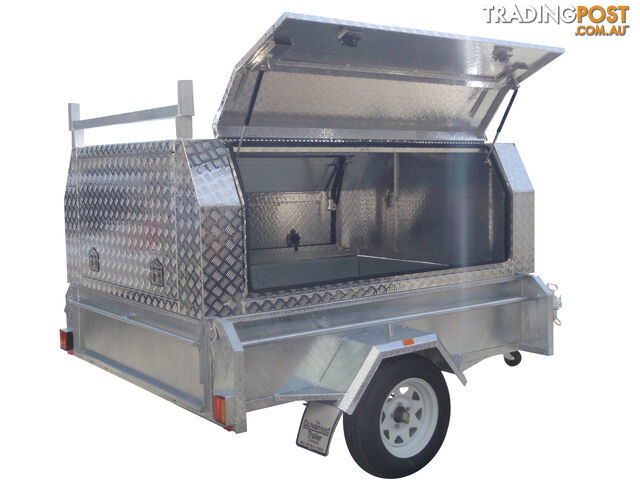 8x5 Single Axle With 410mm Deep Checker Plate Sides & Standard Aluminium Tradesman Canopy