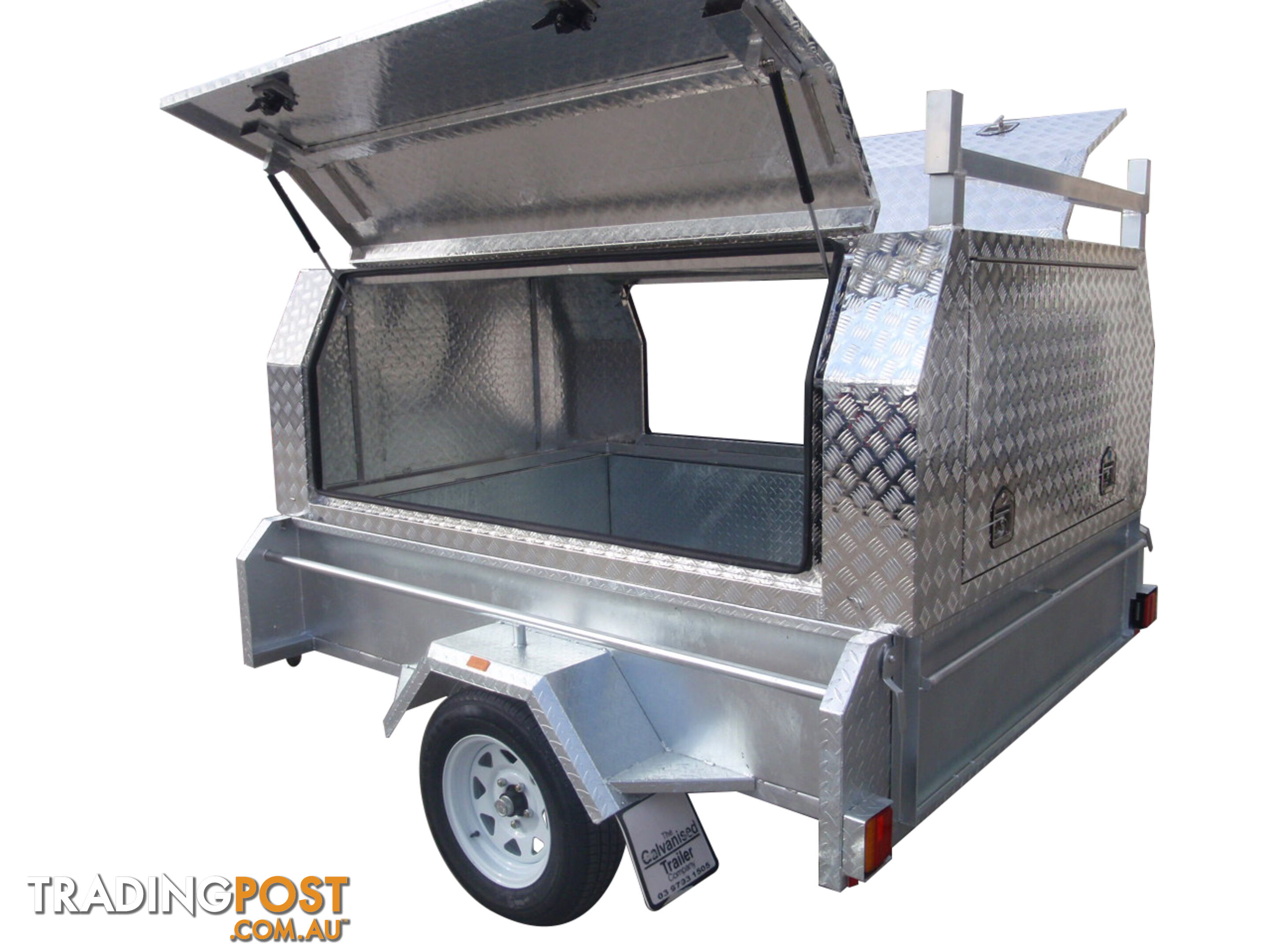 8x5 Single Axle With 410mm Deep Checker Plate Sides & Standard Aluminium Tradesman Canopy