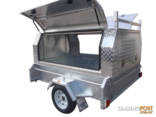 8x5 Single Axle With 410mm Deep Checker Plate Sides & Standard Aluminium Tradesman Canopy