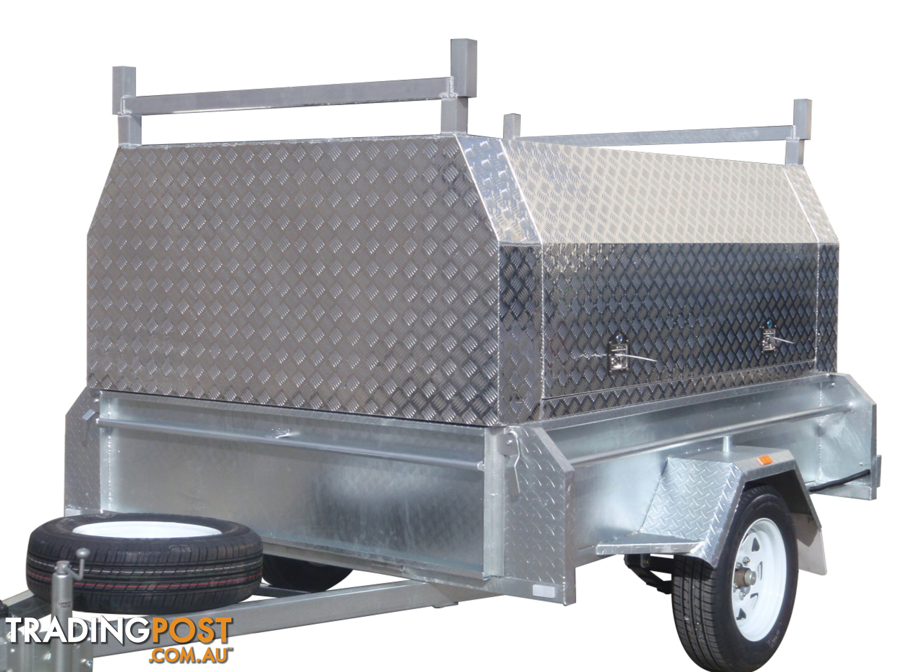 8x5 Single Axle With 410mm Deep Checker Plate Sides & Standard Aluminium Tradesman Canopy