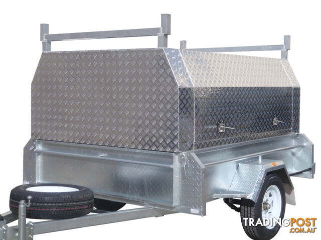 8x5 Single Axle With 410mm Deep Checker Plate Sides & Standard Aluminium Tradesman Canopy