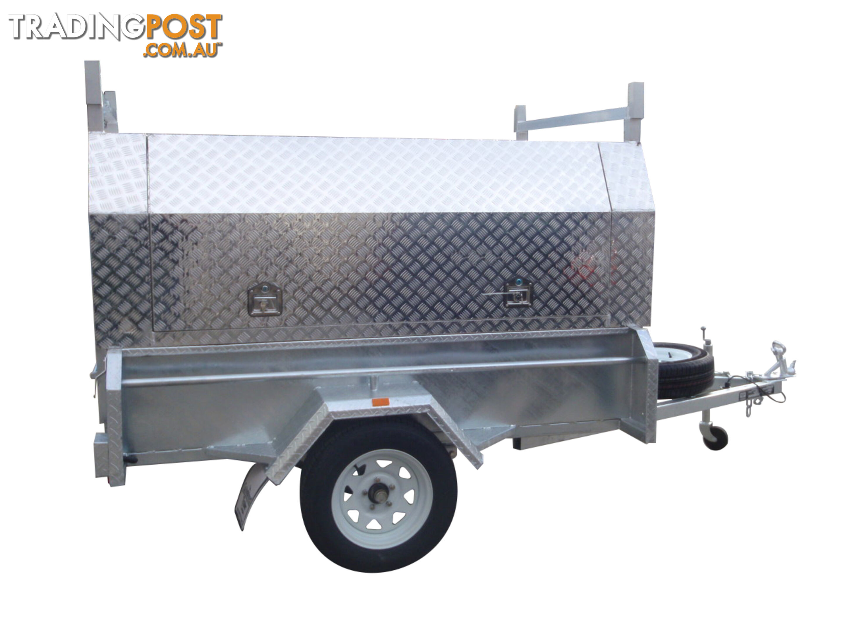 8x5 Single Axle With 410mm Deep Checker Plate Sides & Standard Aluminium Tradesman Canopy