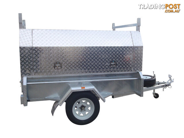 8x5 Single Axle With 410mm Deep Checker Plate Sides & Standard Aluminium Tradesman Canopy