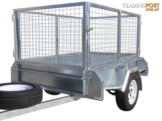 6X4 Single Axle Heavy Duty Galvanised With 800mm Removable Mesh Cage Including Front & Rear Gates