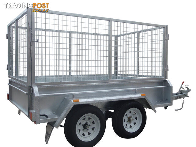 8x5 Tandem Heavy Duty Galvanised With 410mm Deep Checker Plate Sides & 1000mm Removable Mesh Cage Including Front & Rear Gates