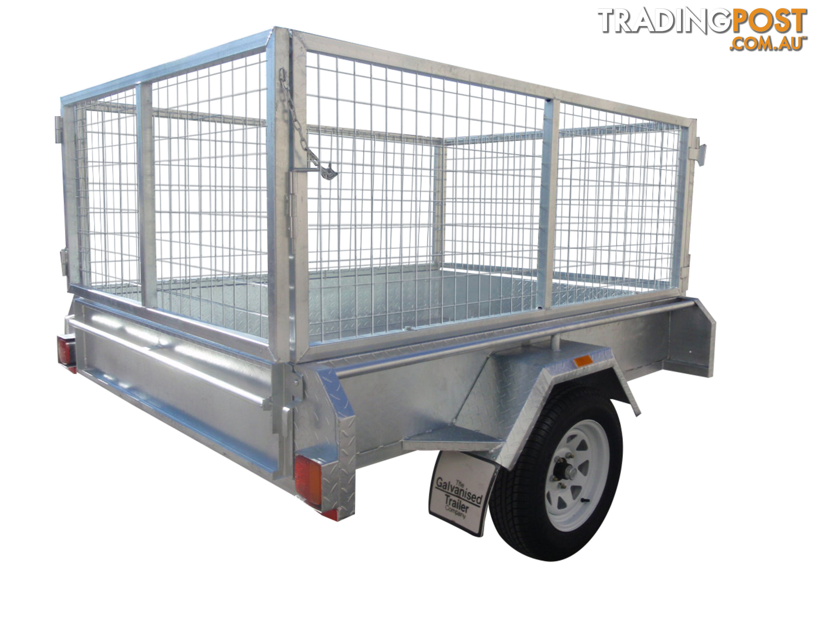 7X5 Single Axle Galvanised Heavy Duty With 800mm Removable Mesh Cage Including Front & Rear Gates