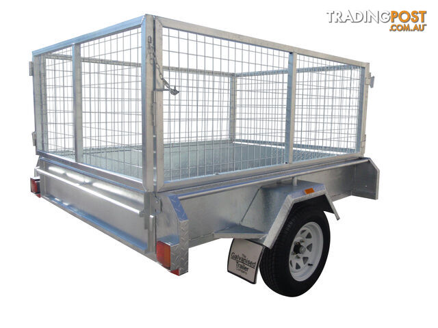 7X5 Single Axle Galvanised Heavy Duty With 800mm Removable Mesh Cage Including Front & Rear Gates