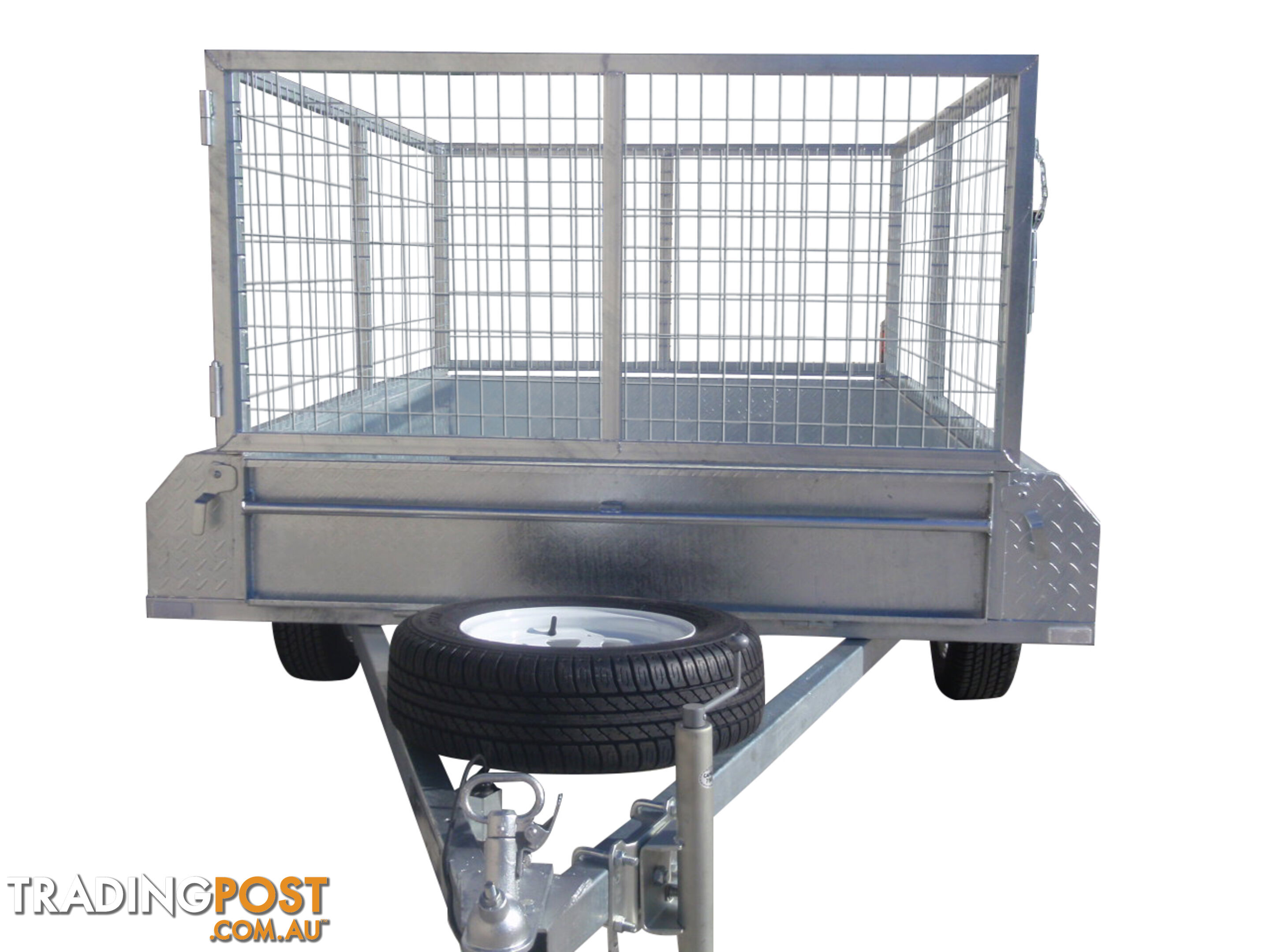 7X5 Single Axle Galvanised Heavy Duty With 800mm Removable Mesh Cage Including Front & Rear Gates