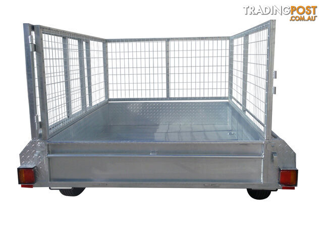 7X5 Single Axle Galvanised Heavy Duty With 800mm Removable Mesh Cage Including Front & Rear Gates