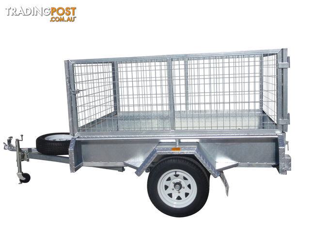 7X5 Single Axle Galvanised Heavy Duty With 800mm Removable Mesh Cage Including Front & Rear Gates