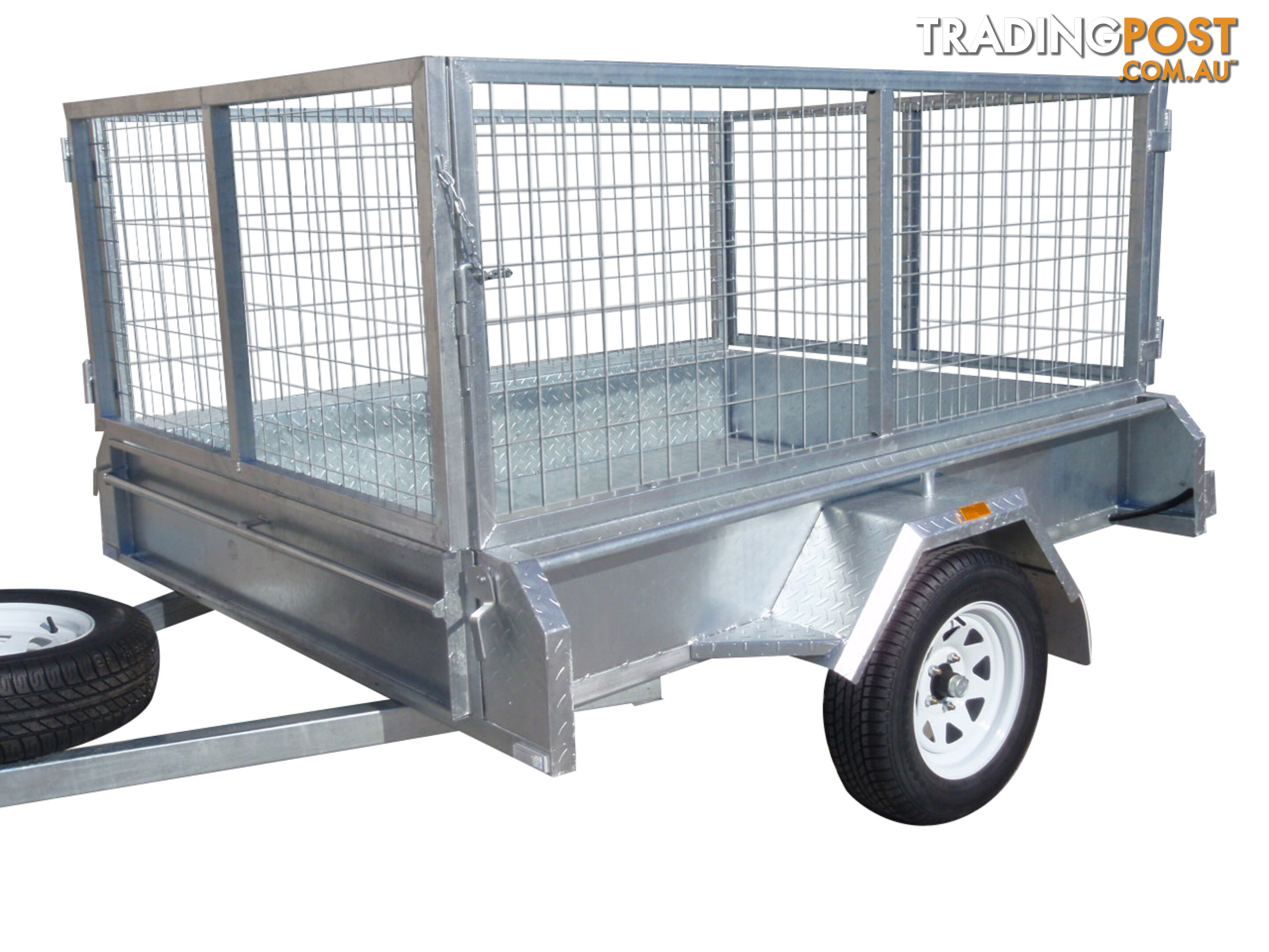 7X5 Single Axle Galvanised Heavy Duty With 800mm Removable Mesh Cage Including Front & Rear Gates