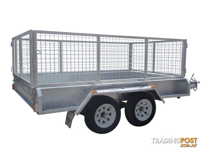 10x6 Tandem Heavy Duty Galvanised With 300mm Checker Plate Sides & 800mm Removable Mesh Cage Including Front & Rear Gates