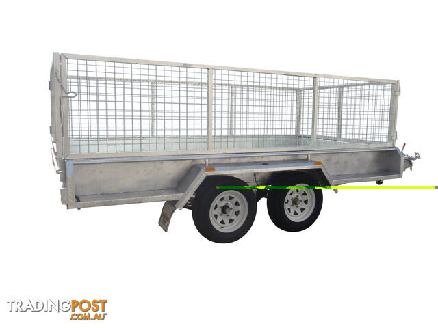 12x6 Tandem Heavy Duty Galvanised With 300mm Checker Plate Sides & 800mm Removable Mesh Cage Including Front & Rear Gates
