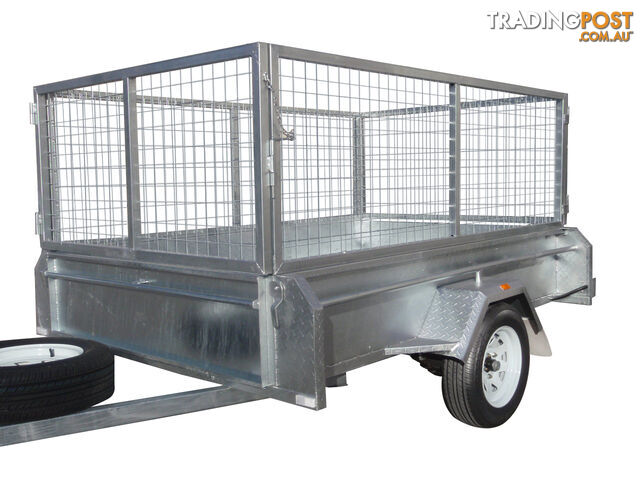 8x5 Single Axle Heavy Duty Galvanised With 800mm Removable Mesh Cage Including Front & Rear Gates